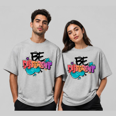 تیشرت یقه گرد باکسی پنبه یکرو طرح Be Different تیشرت یقه گرد باکسی پنبه یکرو طرح Be Different