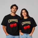 تیشرت یقه گرد باکسی پنبه یکرو طرح Cherries