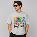 تیشرت چاپی یقه گرد باکسی مردانه طرح Beach Vibes