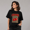 تیشرت چاپی زنانه طرح Cherries مشکی