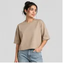 تیشرت یقه گرد باکسی دورس دونخ زنانه موکا